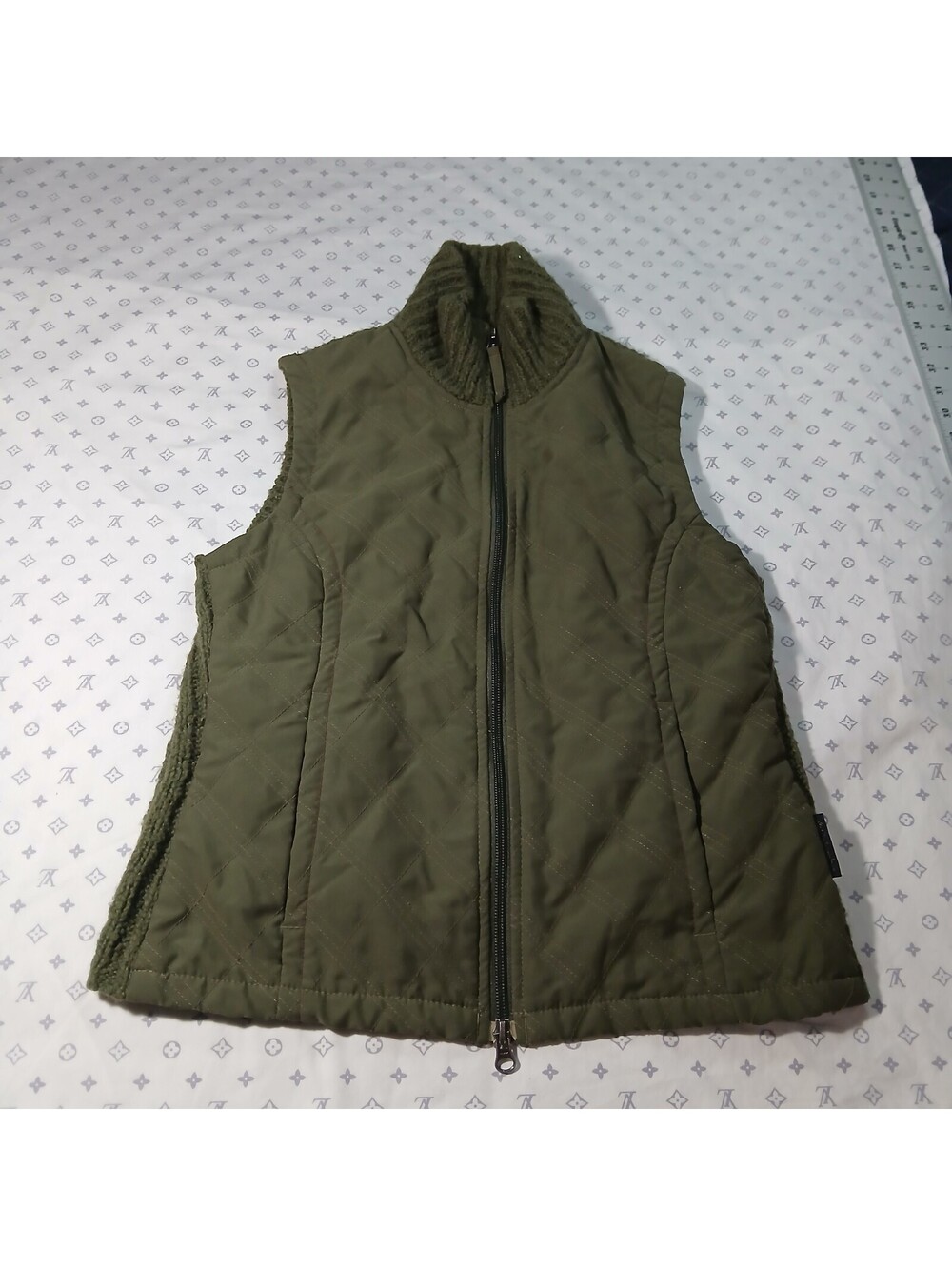 Columbia Olive Reversible Sweater Puffer Vest Womens S Outdoor Casual